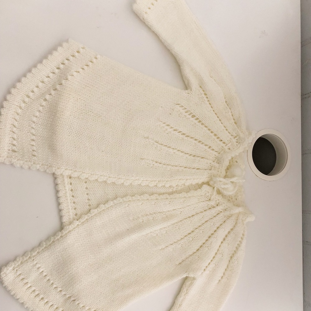 Hand Knitted Toddler Cardigan Cream Sweater